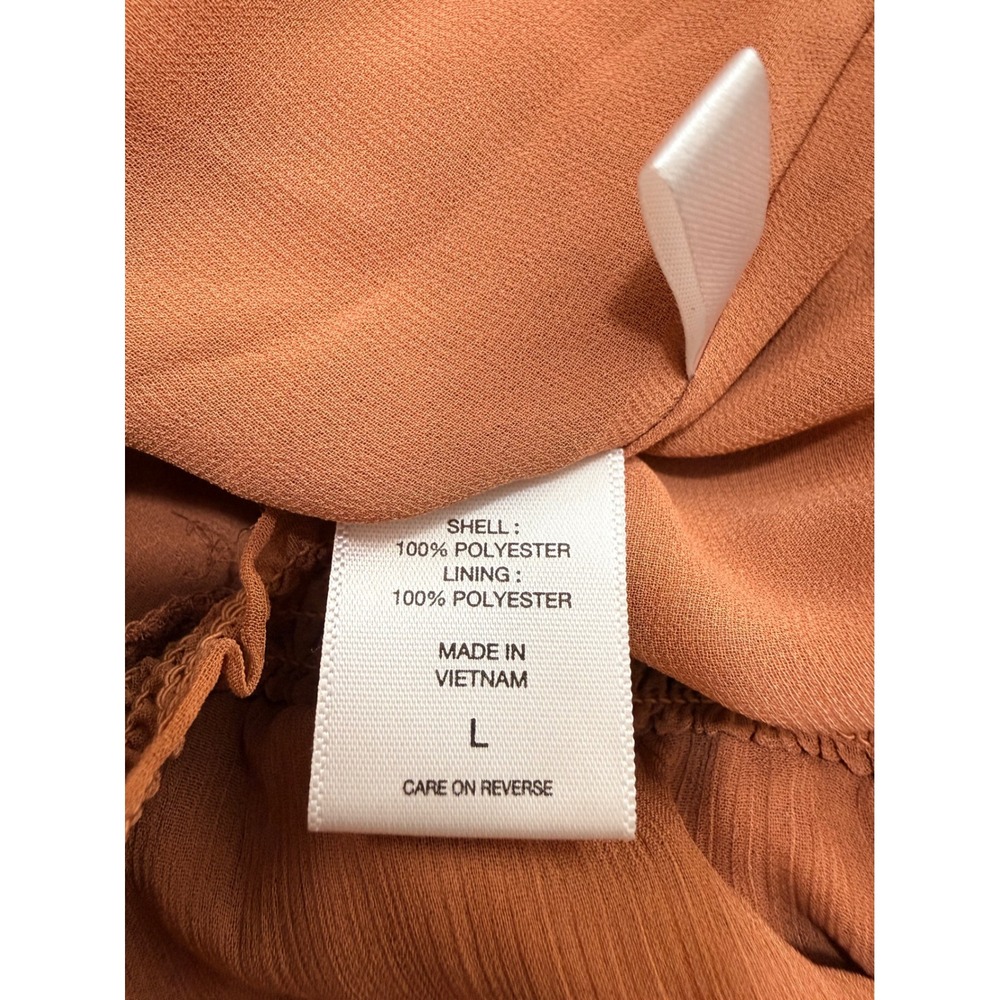Soho NY & Co Blouse Sz L Rust Ruffle Sleeves Wrap Boho Chic Fall Business Casual - Picture 6 of 7